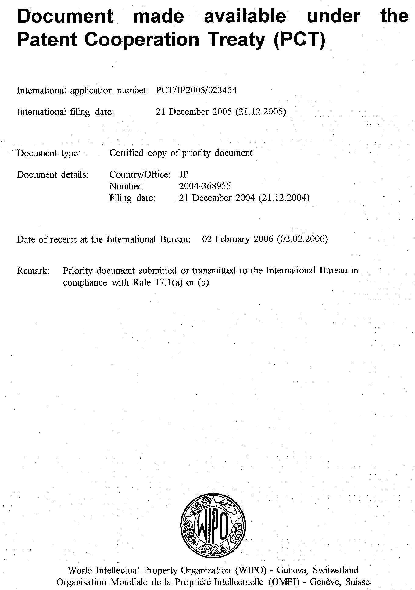 <b>Form PCT/DO/DO/903. </b>Notification Of Acceptance Of Application Under 35 U.s.c. 371 And 37 Cfr 1.494 Or 1.495