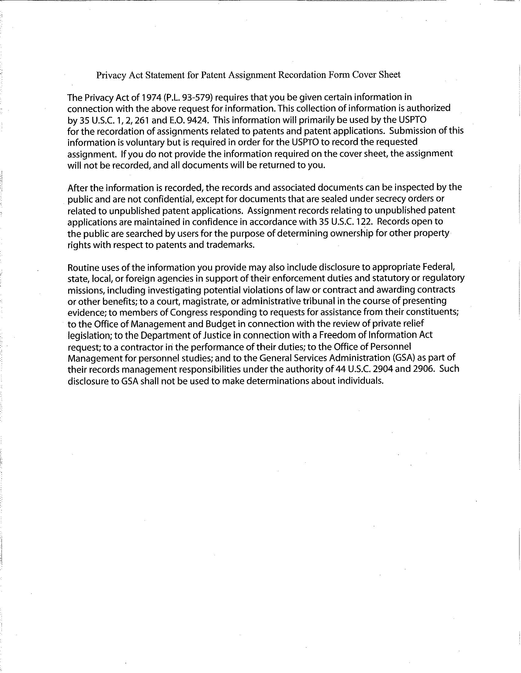 form pto-1595. recordation form cover sheet for patents (guidelines for completing)